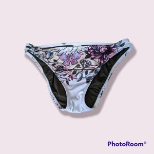 Lucky Brand White with Floral Bikini Bottoms L